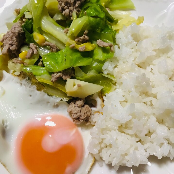 豚ひき肉キャベツ炒めプレート